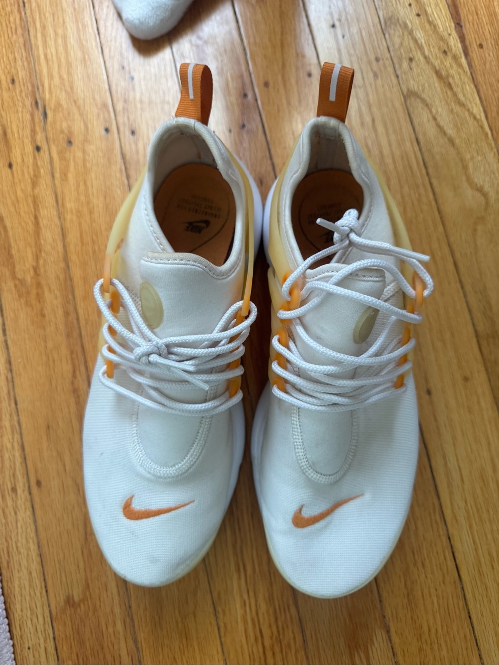 Nike Women’s White and Orange Casual Slip-On Sneakers